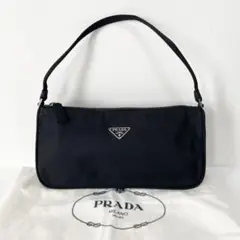 PRADA プラダ アクセサリーポーチ ハンド バッグ 三角ロゴ 黒