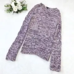 【セオリー】theory 編み上げニット パープル 紫 伸縮性 S