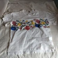 花柄刺繍 ホワイト 半袖Tシャツ未使用
