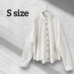 ホワイト系 コーデュロイ 長袖 シャツ 【S】 100%コットン ボタンダウン