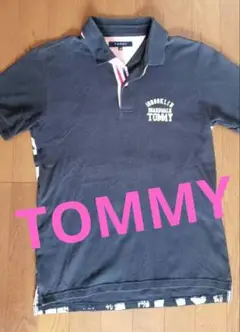 TOMMY♥トミー バックプリント ポロシャツ ユニセックス Mサイズ ネイビー