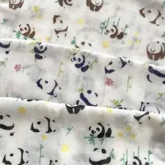 未使用 綿100％ ガーゼハンカチ 手ぬぐい パンダ 総柄 ネイビー 黒 茶色