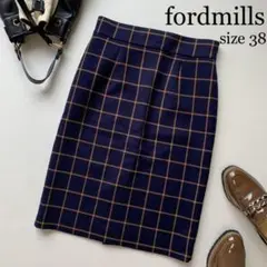 Fordmills チェック タイト ストレート ナロー ペンシル スカート M