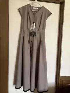 ミッシュマッシュ配色シャツワンピース　モカ