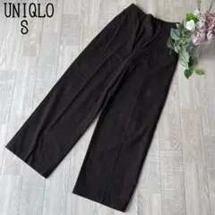 【ユニクロUNIQLO】ハイウエスト　ワイドストレートパンツ　千鳥格子　美品　S