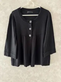 AMPOLA ブラック カーディガン 七分袖
