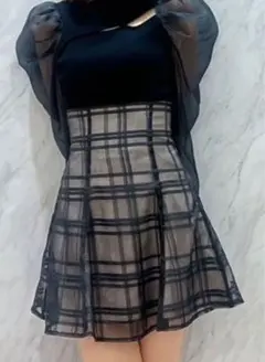 MERCURY DUO⭐︎チェック柄シースルーフレアスカート