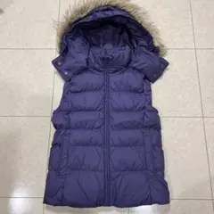 【 格安 】 ユニクロ ファー付き ダウンベスト パープル レディース M