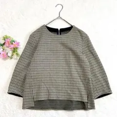 美品★ 【K.T キヨコタカセ】 千鳥柄 カットソー シャツ （9号） ウール混