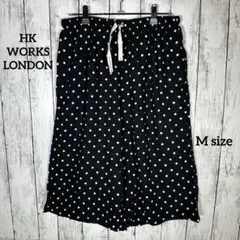 【HK WORKS LONDON】ショートパンツ【M】黒×白 ドット 薄手 夏