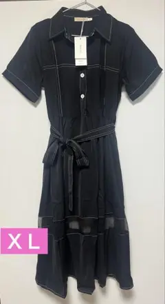 【完売商品】MEJUNA Aラインフレンチシャツワンピース XL mejuna