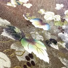 正絹 袋帯 紫ピンク 玉虫色 葡萄唐草模様 No 2497