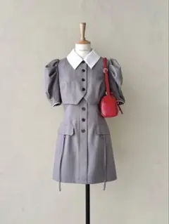 ジャケットライクレイヤードミニワンピース