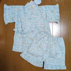 シナモロール　水色 コットン甚平 110cm