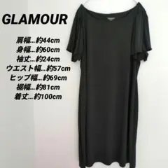 送料込❤GLAMOUR ブラック フレアスリーブ ワンピース 22W