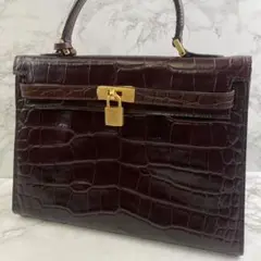 【超美品】クリスチャンフローレンス カデナ レザー クロコ型押し ハンドバッグ 超美品】クリスチャンフローレンス カデナ レザー クロコ型押し