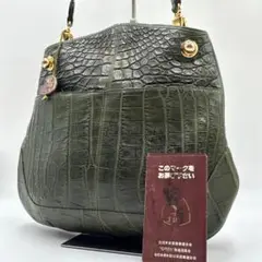 JRA クロコダイル ワニ革 レザー ワンショルダー ハンド トート グリーン