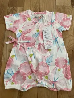 花柄ピンク甚平 70cm 綿製