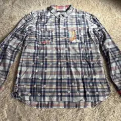R.ニューボールド チェックシャツ ネルシャツ　麻混　XL