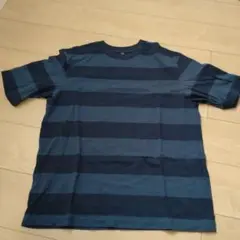 青と紺のストライプ Tシャツ 半袖