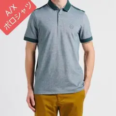 ARMANI EXCHANGE ポロシャツ グレー/ダークグリーン ゴルフウェア
