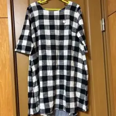 チェック柄五分袖チュニック