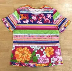 【新品】 LEONARD 定番デザイン 花柄 半袖Tシャツ 40号 Lサイズ