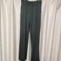 グレー ニット リブパンツXXL　丈長め