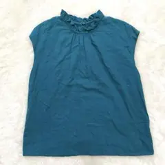 美品　SIMPLICITE ターコイズ フリル付きノースリーブ