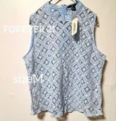 未使用タグ付きFOREVER 21 水色 レース ノースリーブ M
