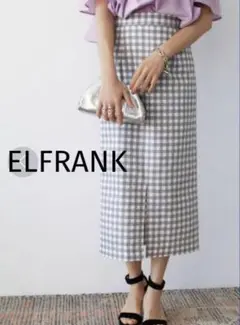 ELFRANK エルフランク チェックミモレ丈ラインスカート