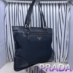 【美品】PRADA×プラダ A4収納可能ゴールド色プレートショルダーバッグ