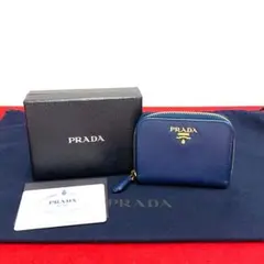 ほぼ未使用 箱 カード付 プラダ サフィアーノ レザー ラウンドジップ 小銭入れ