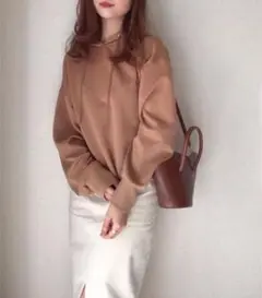 BloomLatte ゆったりシルエットパーカー　ライトブラウン