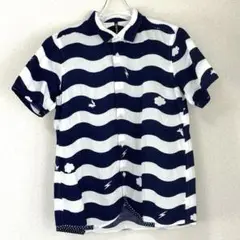 フラボア　半袖ボーダーシャツ ネイビー　ホワイト　ユニセックス　S M 美品