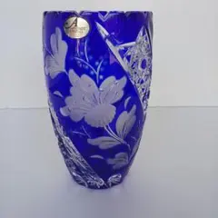 みかみ ドイツ製 アルンシュタットクリスタル花瓶 切子 ドイツ製 アルンシュタットクリスタルコバルト花瓶コバルト
