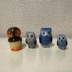 フクロウ　陶器置物