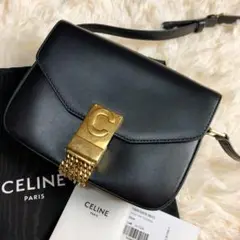 完全品✨セリーヌ ショルダー バッグ C カーフレザー 金具 ブラック 鑑定済