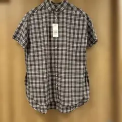 新品earth music &ecologyチェック半袖シャツ グレー　フリー