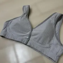 グレー リブ編み ブラトップ パッドあり M