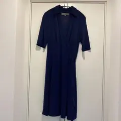 ネイビー ラップスタイル ベルト付きワンピース