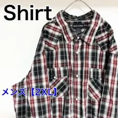 YAF62【US輸入】MIDTOWN　長袖シャツ【2XL】黒色赤色他チェック柄