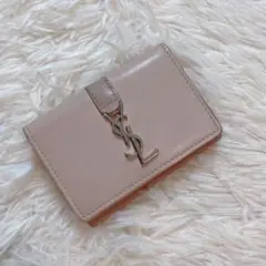 サンローラン コンパクト 財布 三つ折り カサンドラ 金具 ピンク YSL