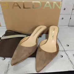 【箱・付属品付】 バルダン BALDAN スエードミュール ブラウン ベージュ