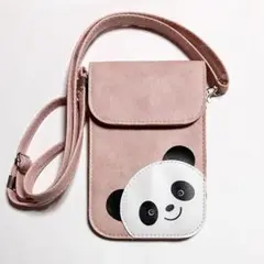 《中国限定》パンダ 合皮 レザーポーチ ピンク ショルダー