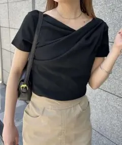 2WAYドレープオフショルリブＴシャツ/接触冷感・UV対策