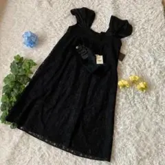 新品未使用　douce Harmonie ジャンパーワンピース　黒　レース　38