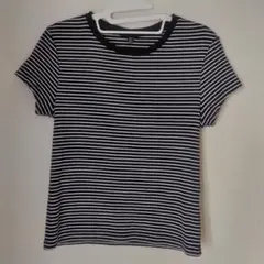 GU リブボーダー 半袖Tシャツ　サイズL