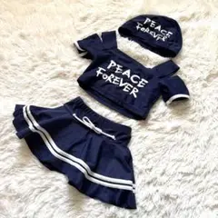 ネイビー PEACE FOREVER セパレート水着 オフショルダー