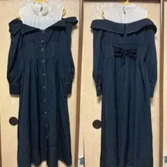 abc une face オープンレイヤードシャツワンピース
